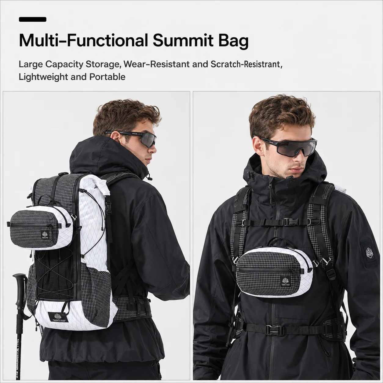 Outdoor X-PAC&Dyneema Multi-functional Summit Bag Lightweight Waterproof Hiking Chest Pack Tactical Waist Bag Crossbody Bag