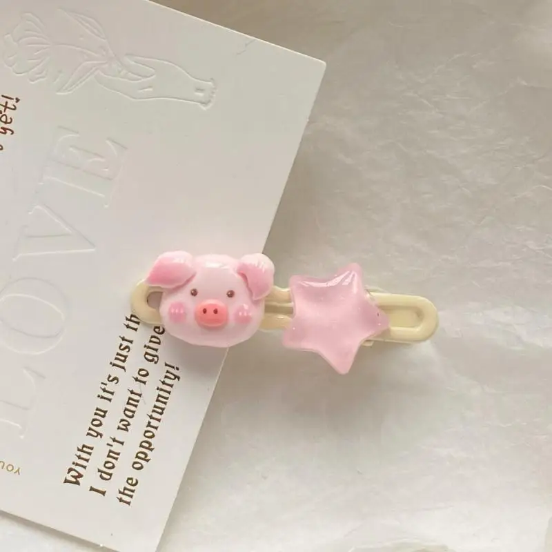 Kawaii Roze Piggy Haarclip Lieve Meisjes Pony Clip Schattig Cartoon Varken Haarspeld Koreaanse Versie Side Clip Vrouwen Haaraccessoires