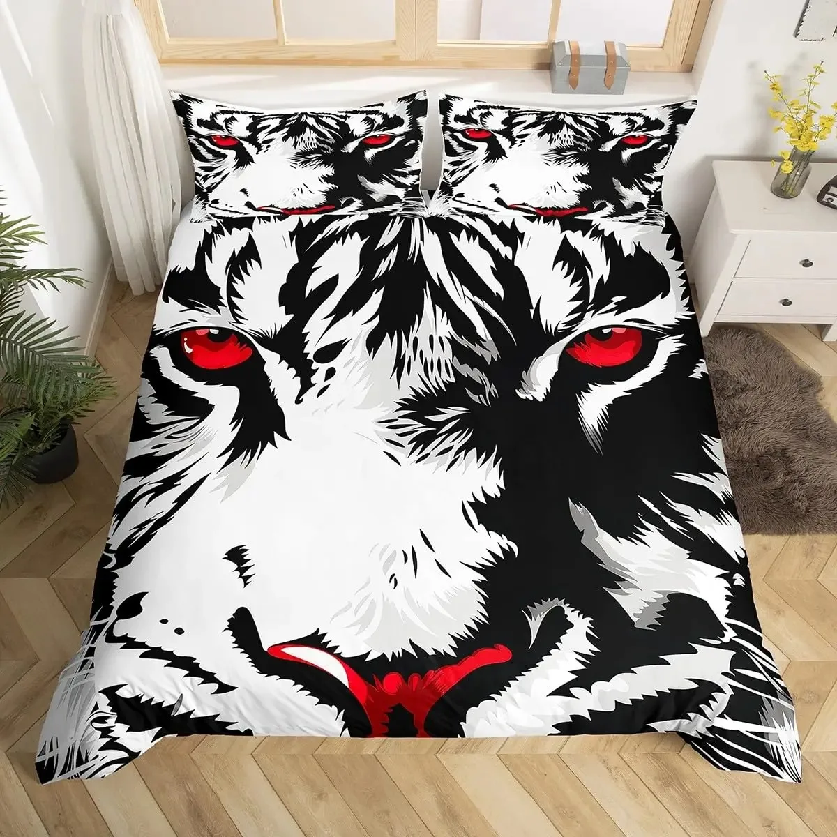 Tiger Duvet Cover King Queen Wild Animal Comforter Cover Wildlife Bedding Set Boys Girls Modern Art Quilt Cover Bedroom Decor