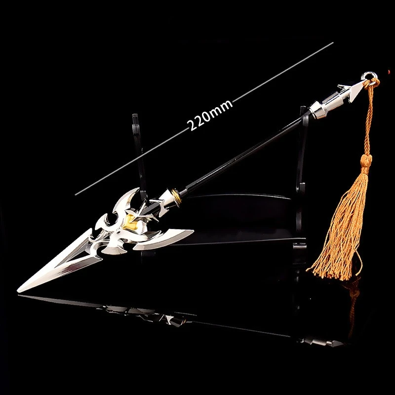 22 cm/8.66in King Games modèles d'armes en métal périphérique Nezha lance flamboyante Nezha millénaire renard jouet épée accessoire de bureau cadeau