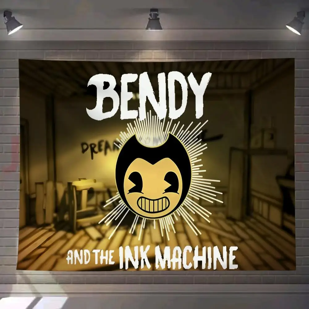 B-bendy And The Ink Machine Tapestry Custom Living Bedroom Party Dormitory Interior Wall Bohemian Decoration Attached Clip