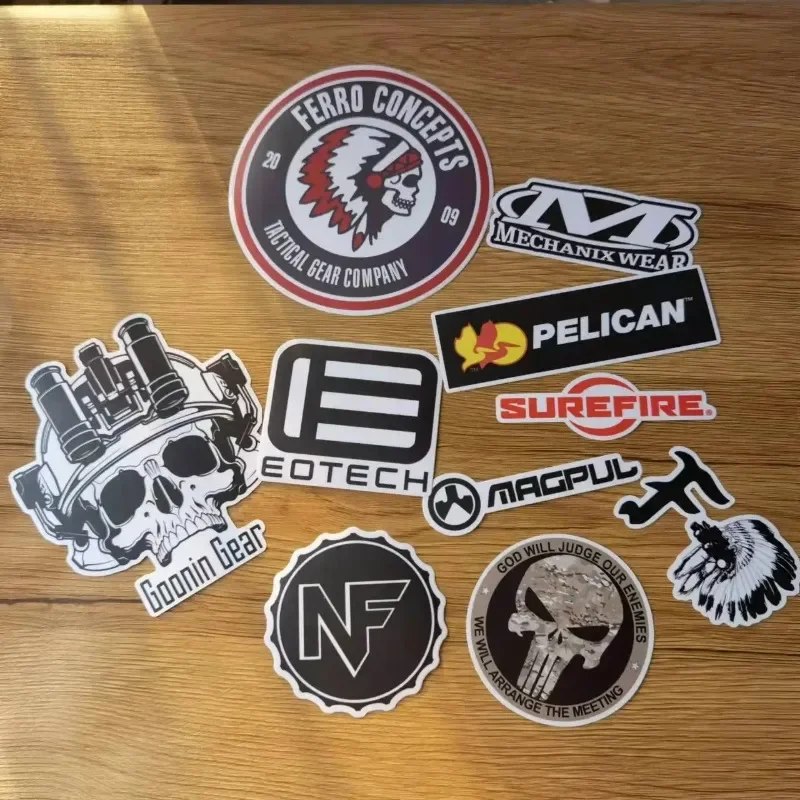 11-teiliges Set Militärische Taktische Aufkleber Totenkopf Gemischte Designs Wasserdichte Vinyl-Autoaufkleber Laptop Flasche Helm Motorrad Pegatinas