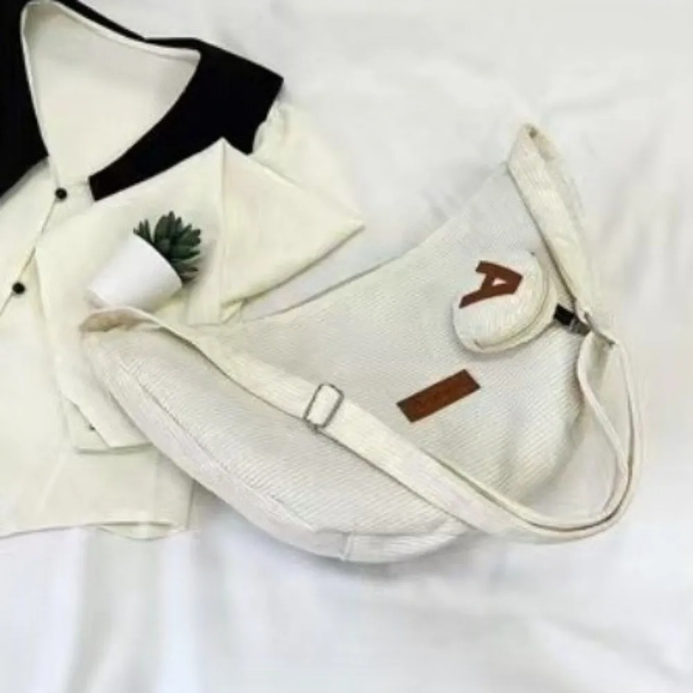 

Large Capacity Women Crossbody Bag Solid Color Dumpling Bag Corduroy Shoulder Bag Versatile Fashion Leisure Armpit Bag Shopping