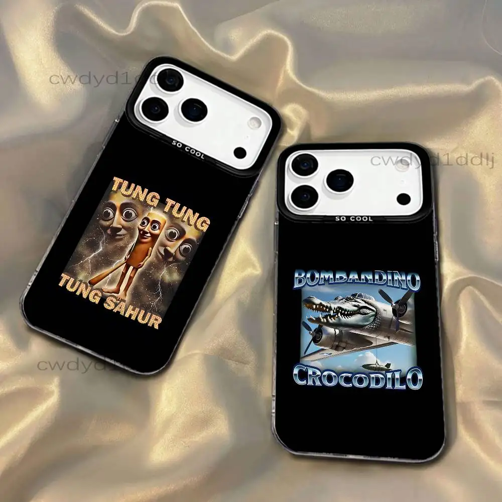 

Tung Tung Sahur Funny Memes For iPhone 17,16,15,14,13,12,X,8,Pro,Max,Plus,SE4,Air,Mini Black IMD Matte Case