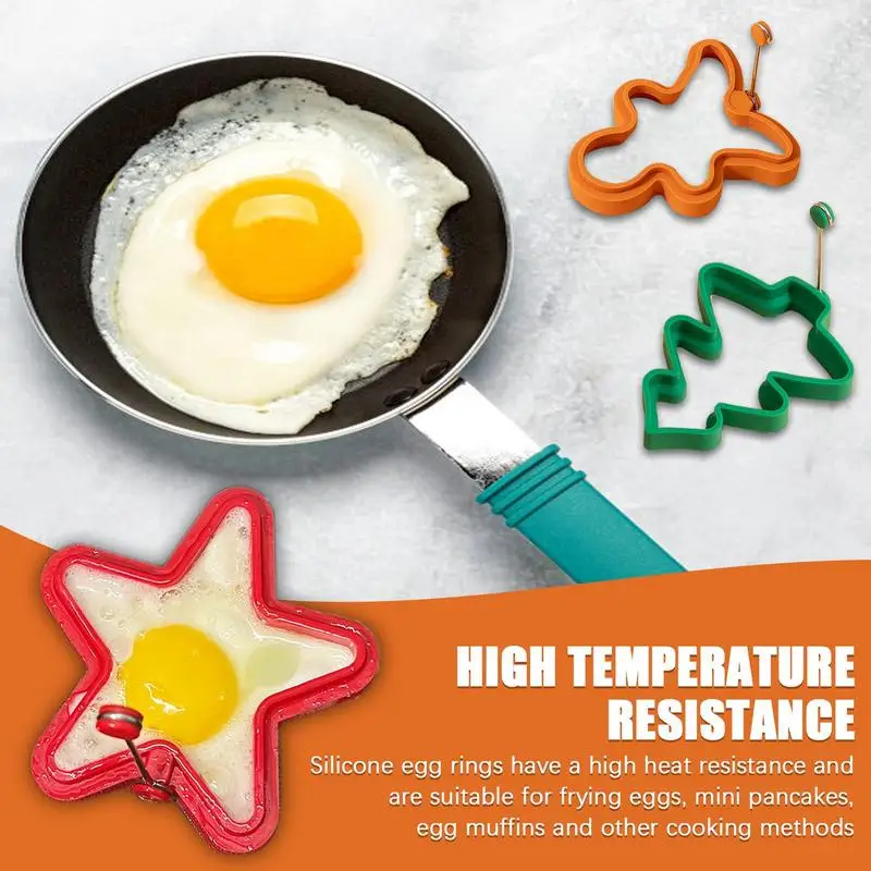 Christmas Pancake Maker Star Christmas Tree Gingerbread Man Shaped Egg Cooking Rings Silicone Cooking Tool Non-stick Omelette