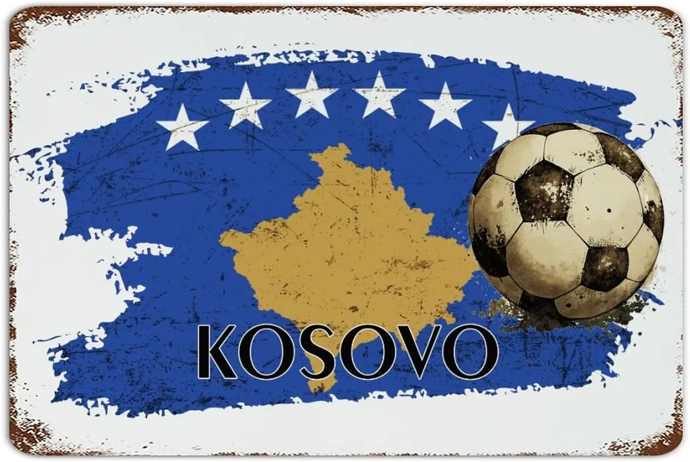 Football Theme Kosovo Vintage Metal Sign Decorative Kitchen Signs Flag Sports Bar Party Events Home Decor Garage Signs for Backy