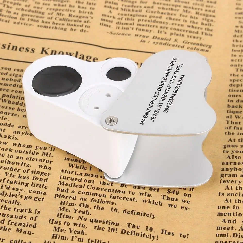 30X 60X Illuminated Magnifier Loupe with Dual Lens for Jewelry Appraisal - Gem, Rock, Stamp and Watch Tool