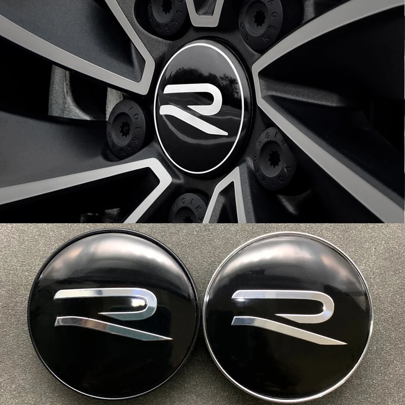 R Logo Car Emblem Wheel Center Hub Cap Accessories For Volkswagen VW GTI Rline Polo Golf MK8 Passat Magotan Tiguan Jetta CC Bora