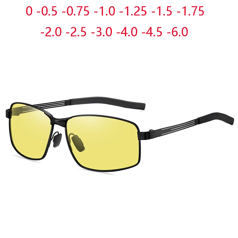 Night Vision Lenses Square Nearsighted Sunglasses With Diopters Outdoors Anti-Glare Prescription Sun Glasses -0.5 -0.75 To -6.0