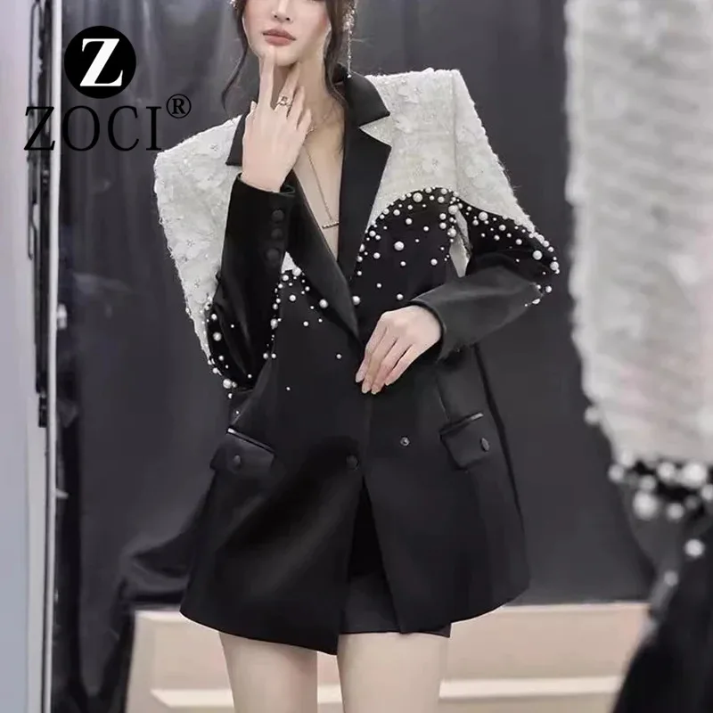 

[ZOCI] Light Luxury Style Niche Suit Jacket Autumn New 2024 Women's Heavy Industry Nail Bead High-end Casual Versatile