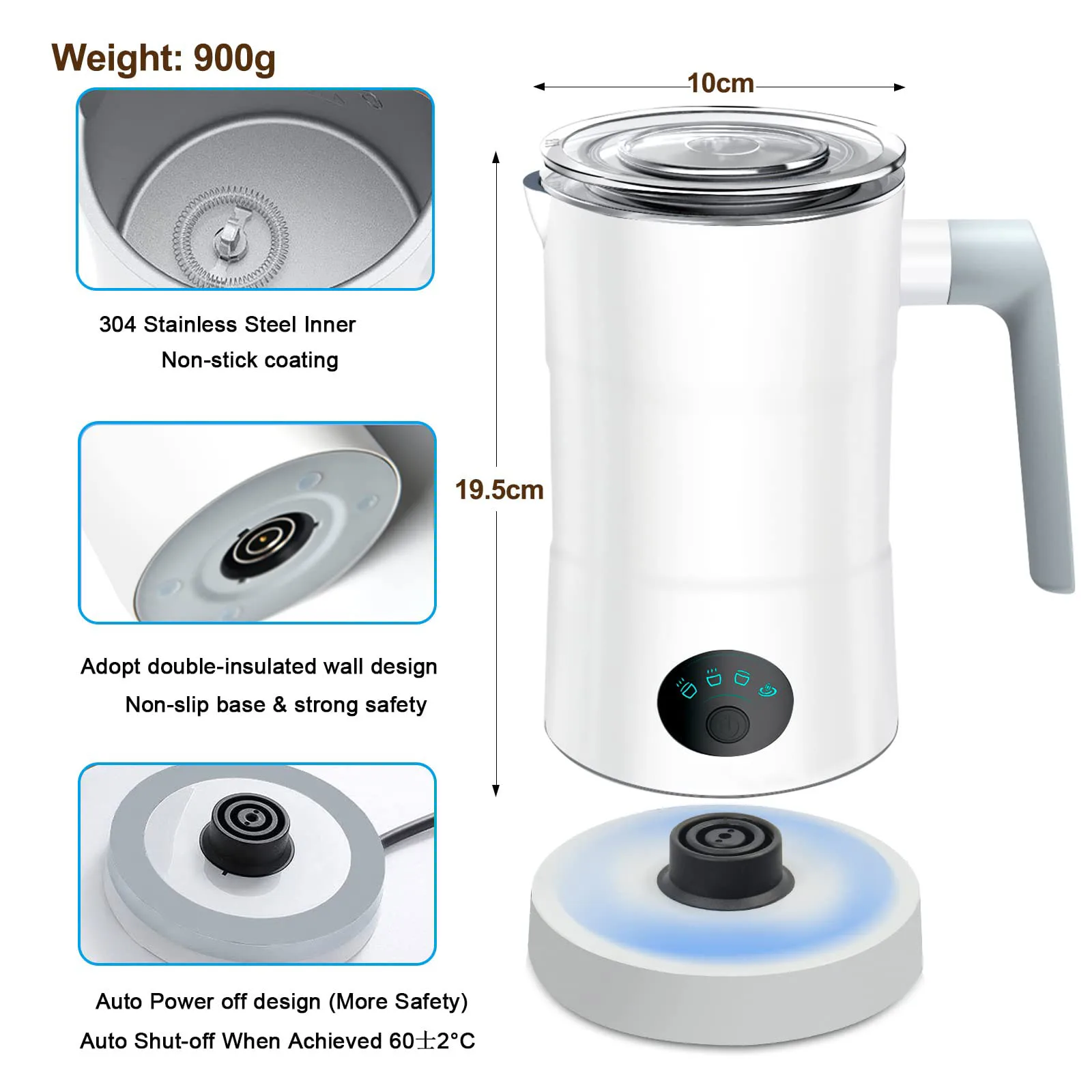 Automatic Milk Frother Electrical  Milk Steamer  Hot  Hot Chocolate