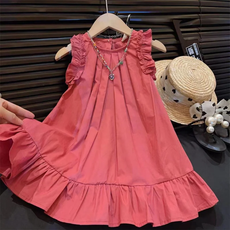 

New Super White Children's Western Style Tree Fungus-like Lacework Sleeveless Dress Baby Girl Sweet Princess Dress