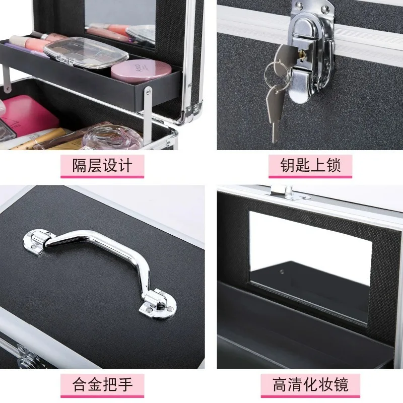 Makeup Box Large Capacity Professional Makeup Artist Portable Double Cosmetic Organizer