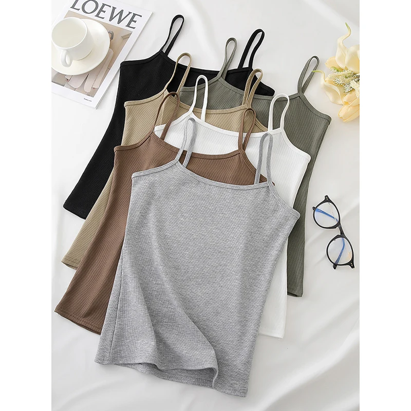 Summer Sexy Black Tank Top Women Sleeveless T-Shirt Fitness Sport Vest Tank Top Simple Solid Thin Camisole Female Undies