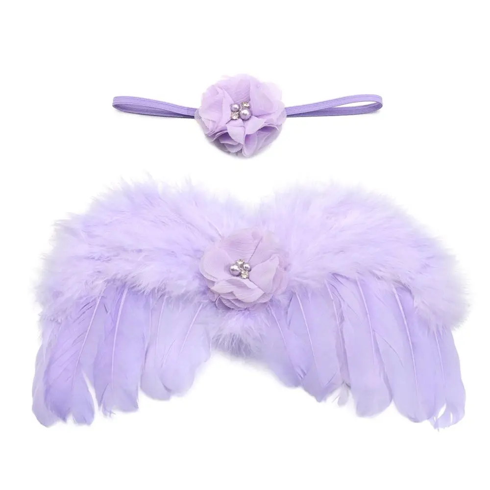 New Newborn Photography Accessories Angel Wing Baby Photo Props Feather Wing Costumes For Infants Girls Headwear Kids Dress