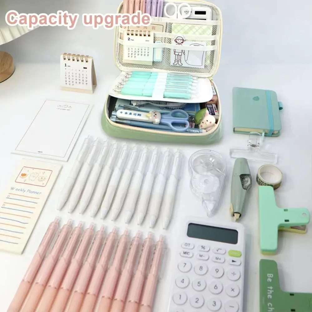 Large Capacity Pencil Cases Wear-resistant Canvas Stationery Storage Box High Quality Multi-function Zipper Pencil Bag Students