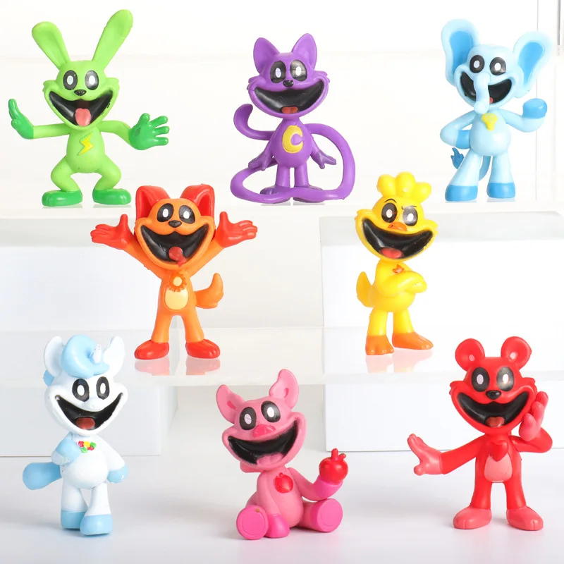 8 Piezas de Figuras de Anime S-m-iling Catnap & Dogday, Muñecos de PVC, Juguetes para Niños, Figuras de Dibujos Animados, Decoración de Escritorio, Regalos de Cumpleaños