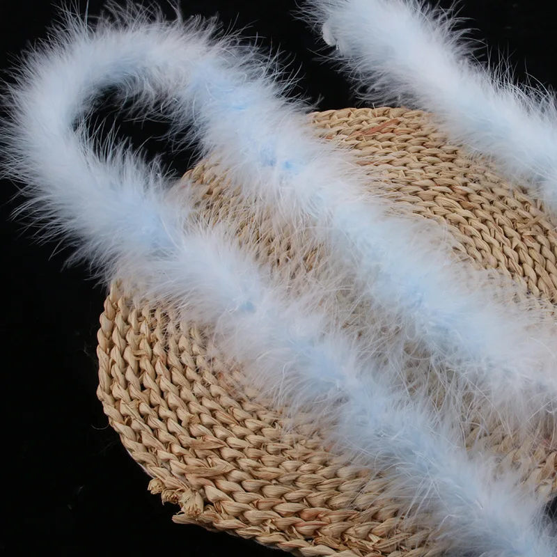 White Turkey Feather Boa 2m 15g Fluffy Feathers for DIY Shoes Decoration Car Mat Clothes Party Crafts Accessories