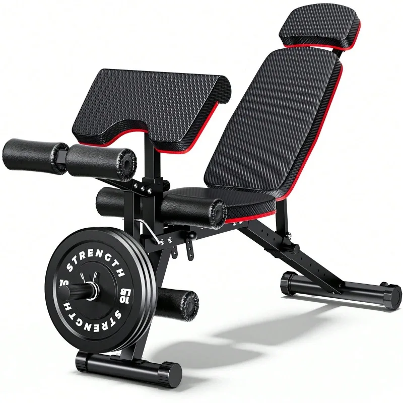 Large Fitness Equipment Built-In Transportation Wheel 10 Positions Adjustable Weight Bench