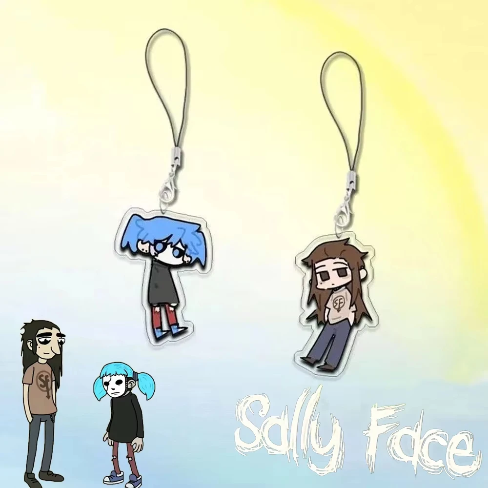 Halloween Sally Face Sal Larry Matching Acrylic Keychain Game Character Bag Pendant Phone Lanyard Cosplay Fans Jewelry Gift
