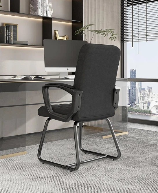 Office chair Mahjong chair Simple meeting room chair Home bow chair Computer chair Black sedentary backrest stool