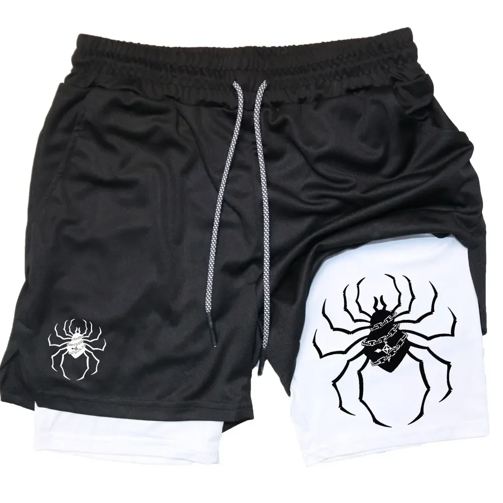 Calções de ginástica hunter x hunter homens shorts de performance aranha respirável, esportes de verão, fitness, treino, jogging calças curtas