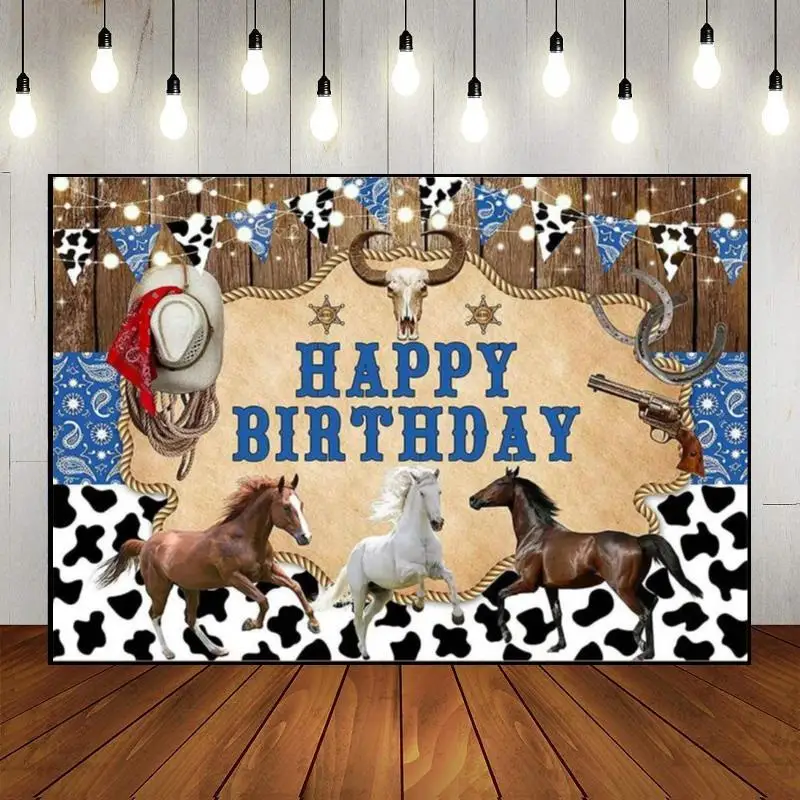 Horse Background Baby Shower Farm Photo Western Birthday Decoration Photography Backdrops Pink Custom Backdrop Cowgirl Boy Party