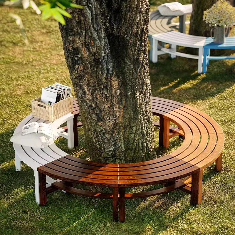 

Outdoor preservative wood tree chair, courtyard open-air stool, outdoor leisure seat, park chair, outdoor solid wood bench