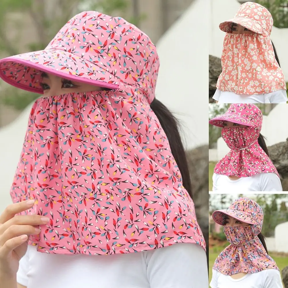 Flower Pattern Sun Hat Face And Neck Breathable Women Hats Lightweight UV Protection Protective Cover Fishing Hunting Hiking