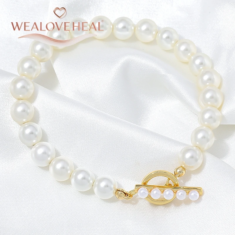 18K vergoldeter Messing-OT-Knebelverschluss mit ABS-Imitationsperle für DIY-Armband-, Halsketten- und Schmuckherstellungszubehör. – Detail 18