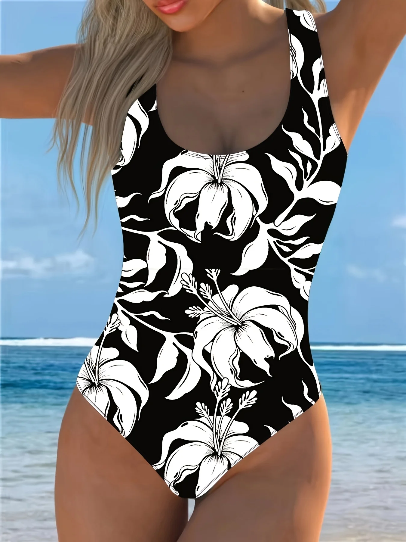 

European And American Stylish Beach Women'S Full-Body Printed Fashionable Sports Outdoor Women'S One-Piece Swimsuit