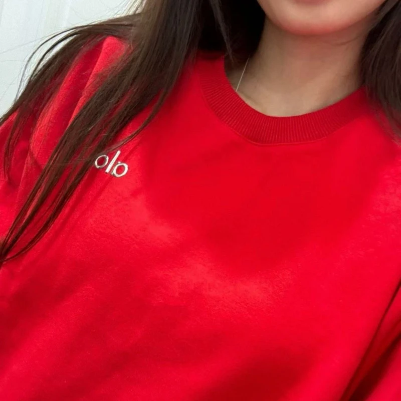 Ola New Hoodie Mercury شعار حرف ثلاثي الأبعاد من القطن الخالص فضفاض برقبة دائرية نمط نسائي شعور كسول