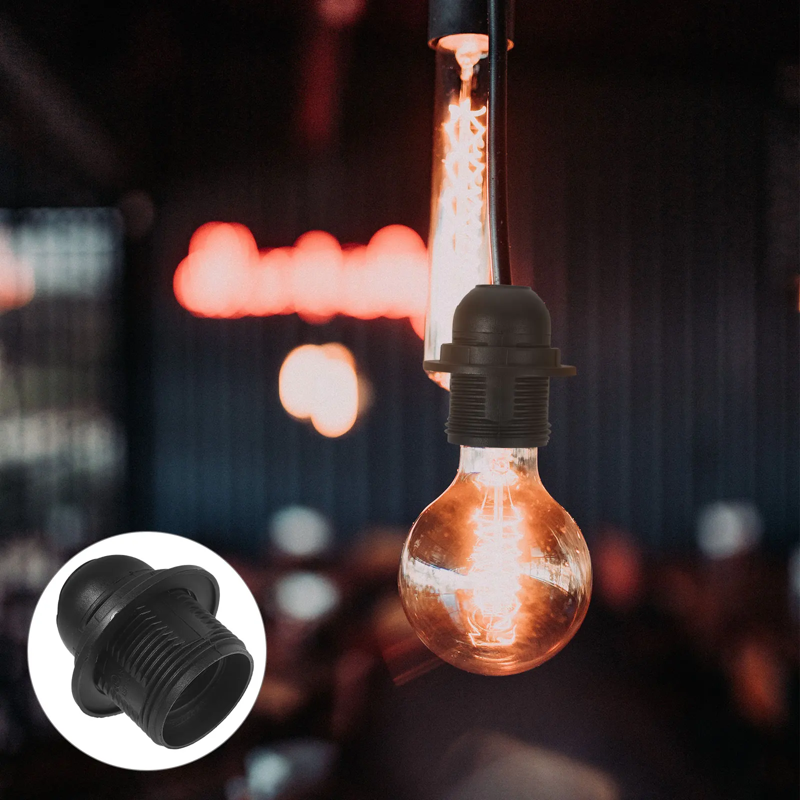 

E26 Lamp Holder Bulb Socket Flame Retardant Pe Material Pendant Table Light Fixture Parts Threaded Base Replacement Durable For