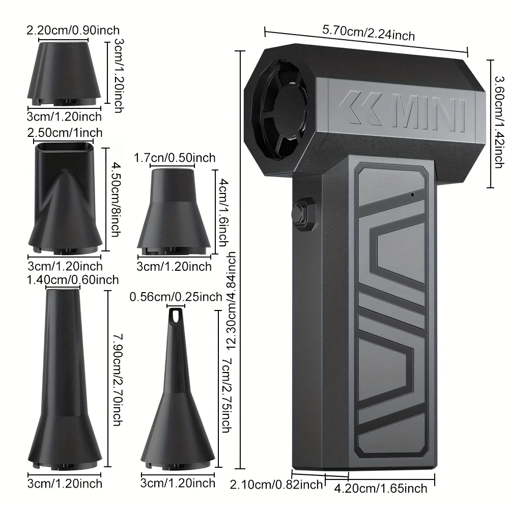 مروحة تبريد Turbo Jet - مروحة قوية محمولة باليد بقدرة 4000 مللي أمبير في الساعة مع شحن USB-C | منفاخ هواء محمول عالي السرعة للتخييم ونفخ الثلج وإزالة الغبار | هدية عيد الأب للرجال/الزوج #2