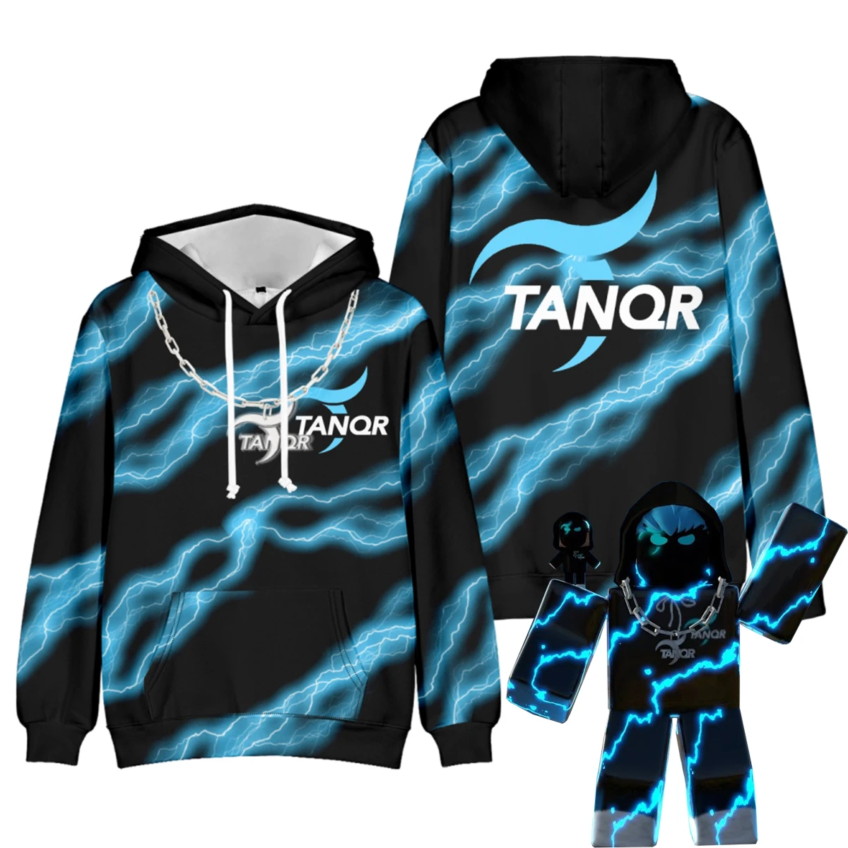 

Толстовка Tanqr Merch с капюшоном SMP 3D пуловер для косплея, свитшот, искусственное ожерелье, принт для мужчин и женщин, хип-хоп Y2k Tanqr, Повседневная Уличная одежда, топы