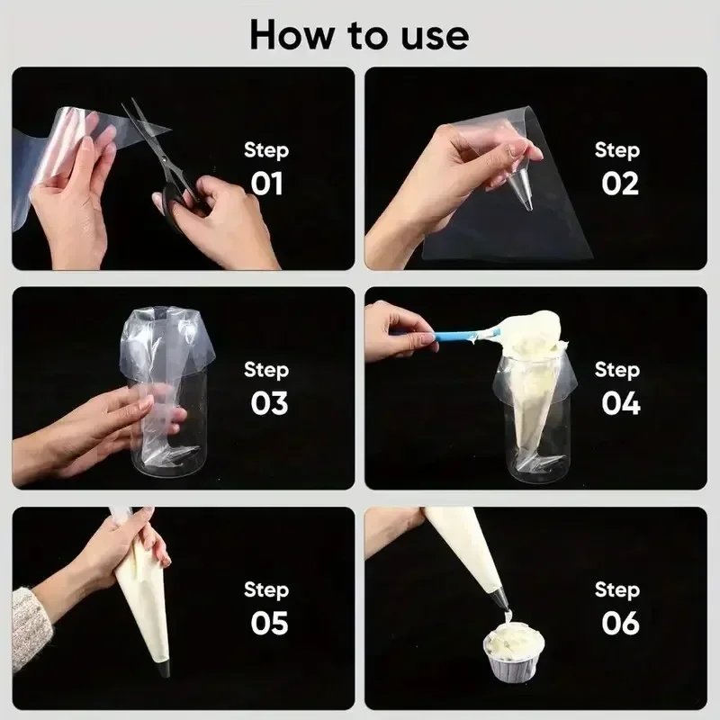100/200/300PCS Disposable Piping Bag Pastry Bags Icing Fondant Cake Cream Bag for Decorating Pastries Cakes Baking Tools