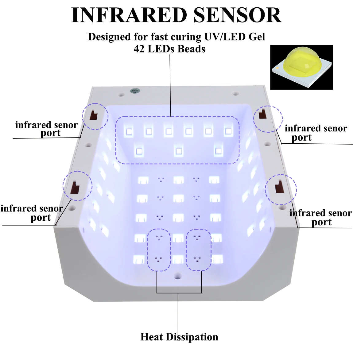 เครื่องอบเล็บยูวีแอลอีดีแบบชาร์จไฟได้ 42 ดวง พร้อมหน้าจอ LCD ตั้งเวลาได้ 3 ระดับ อุปกรณ์ทำเล็บสำหรับใช้ในบ้านและร้านเสริมสวย