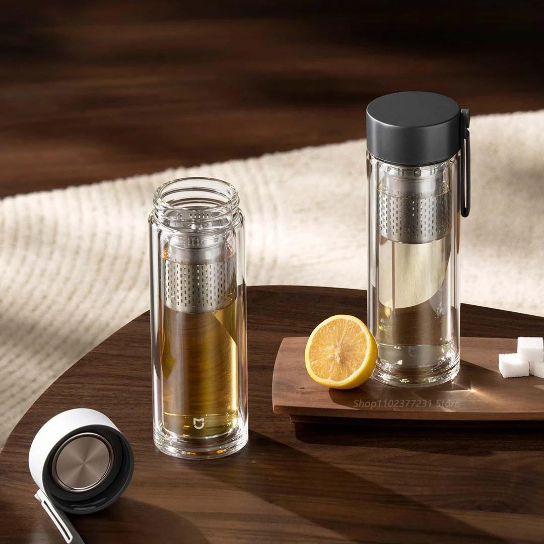 NEW Original MIJIA Double-Layer Glass Cup 400mL Borosilicate Glass Independent Tea Chamber 316L Filter Carry Handle Portable CN