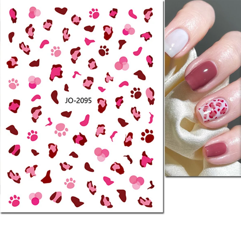 Autocollants 3d pour Nail Art, hiver, violet, marron, noir, imprimés de léopard, nœuds papillon, curseur adhésif, décalcomanies, décorations pour manucure