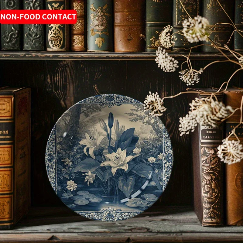 1pc Modern Minimalist Ceramic Decorative Plate with Hand-Painted Floral Design - Artistic Wall & Tabletop Decor for Home,