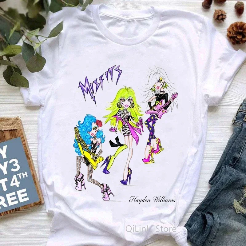 Fashion Jem And The Holograms T Shirt 90s Girls Cool Shirt Femme Fans Clothes Summer White Hip Hop Rock Tshirt Geek Tops Tee