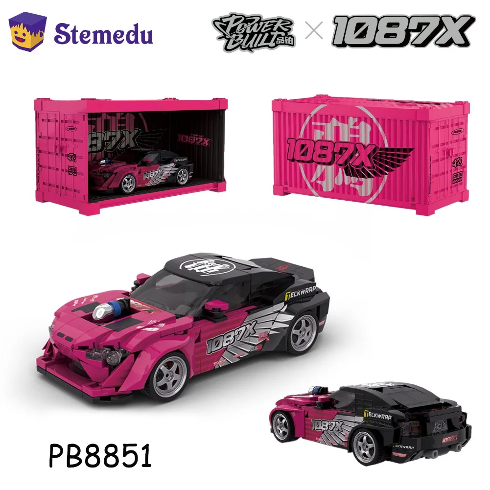 

PB8851 1087X Drift Racing Sports Car Building Blocks Supercar Vehicle with Display Box Puzzle Toys Holiday Gift for Kid Adult