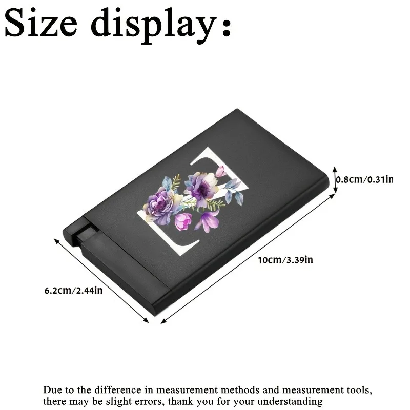 Snap-in button flip card - colored white flower 26-letter style flip card, women's credit card holder, ID card holder