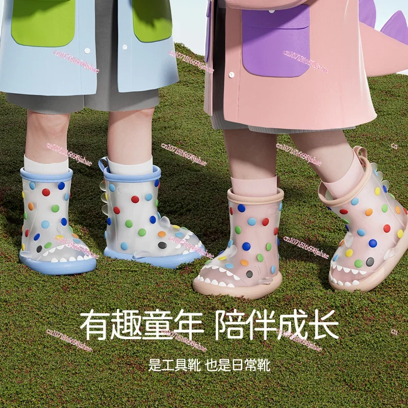 Beans Shark Children's Rain Shoes Boys and Girls Children Non-slip 2024 New Children's Baby Rain Boots Cartoon Water Shoes