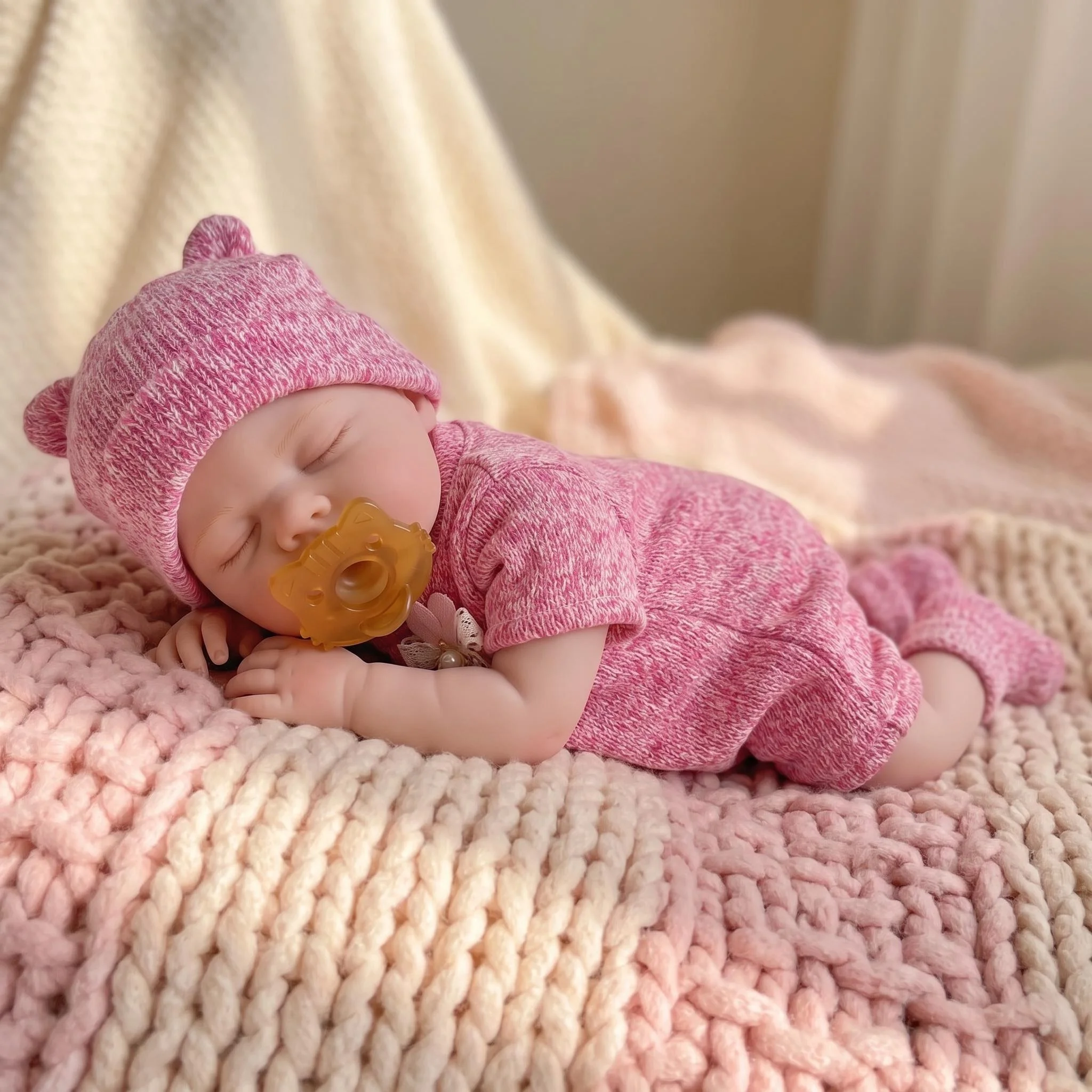 NPK 12inch Premium Quality Super Soft Platinum Solid Silicone Doll Pickle Reborn Baby In Version Mouth Can Open Random pacifier
