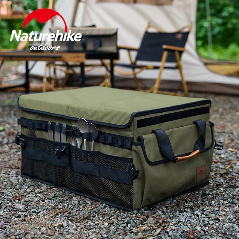 Naturehike Outdoor Storage Folding Box Oxford Cloth 30L/60L Tool Cabinet Multiple Interlayer Tableware PE Cardboard Clothes Box