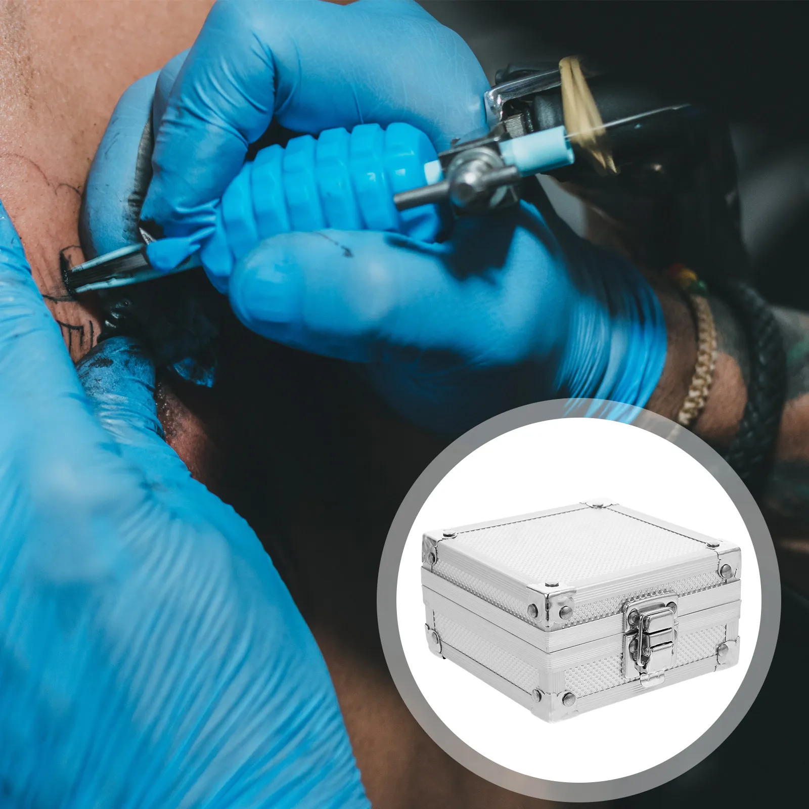 

Tattoos Tools Storage Case Silver Durable Long Life Large Capacity Fine Workmanship Professional Tattooing Machine Holder Travel