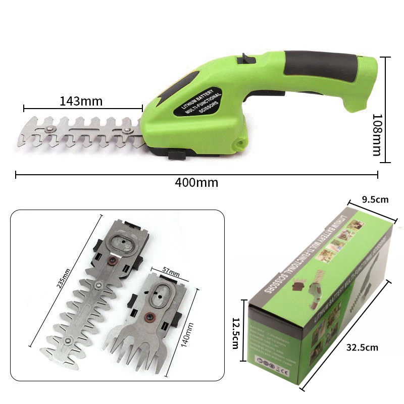 2 in 1 Electric Hedge Trimmer Handheld Cordless Grass Shear Grass Weeding Mower Tool Rechargeable Battery 400W 3.6V ﻿