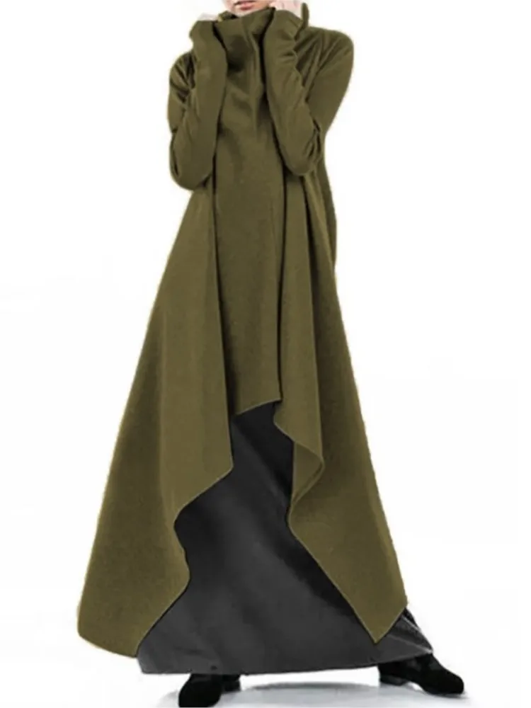 Frauen Lose Unregelmäßige Lange Hoodie Frühling Herbst Mode Hohe Kragen Lange Ärmel Pullover Damen Lose Bequeme Sweatirt