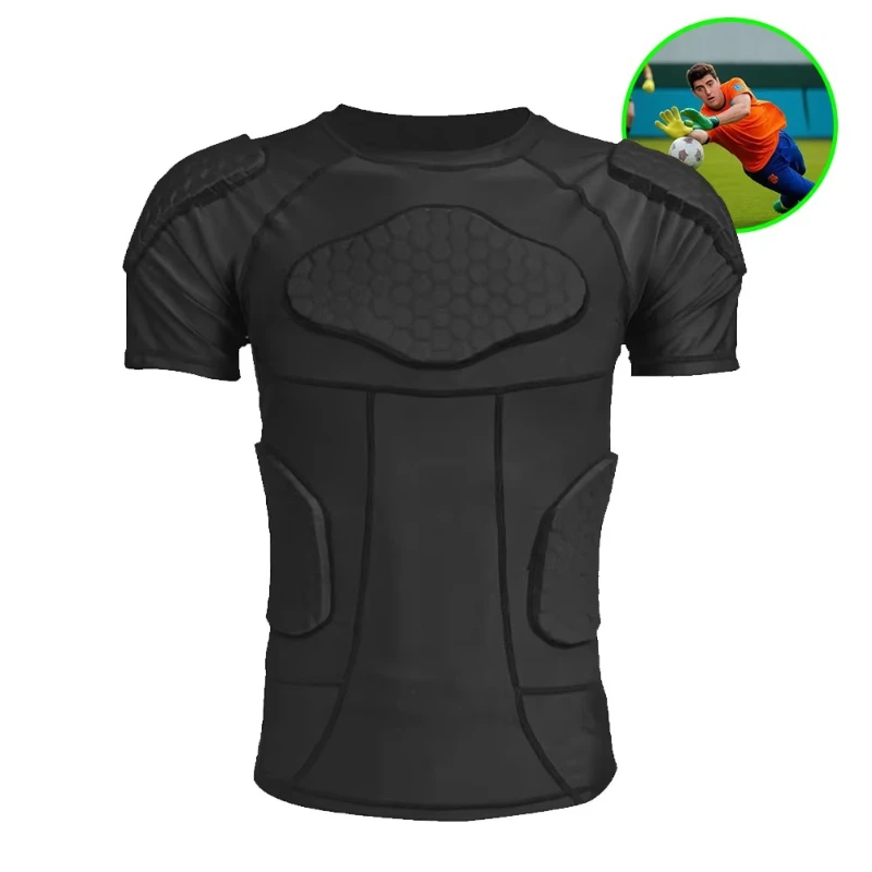 

Men's Padded Compression Shirt Boys Teen Protective Top Rib Breast Protector Clothing Football Paintball Baseball